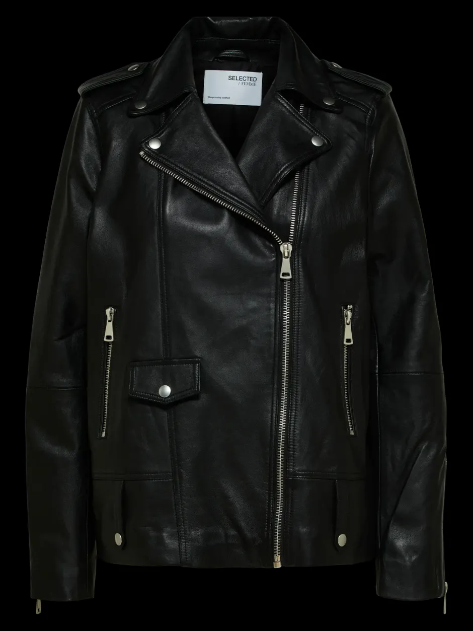 Naisten Nahkatakki, SLFMADISON LEATHER JACKET NOOS>Selected Femme Sale