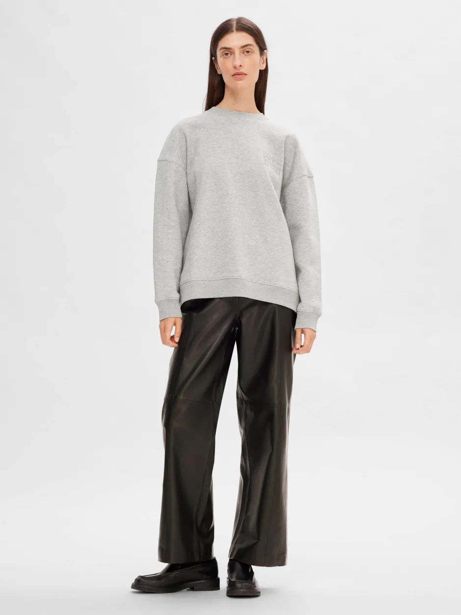 naisten nahkahousut, SLFFIANNA HW WIDE LEATHER PANT>Selected Femme Hot