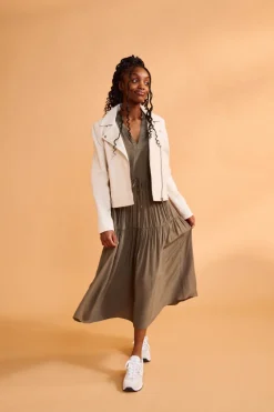 Naisten Nahkatakki, Katie Leather Jacket Luonnonvalkoinen>Selected Femme Discount