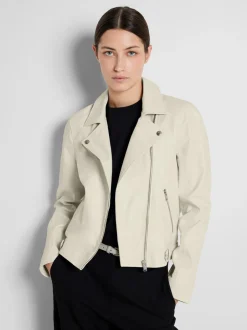 Naisten Nahkatakki, Katie Leather Jacket Luonnonvalkoinen>Selected Femme Discount