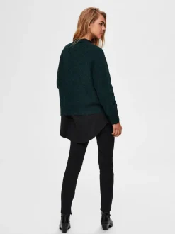 , Naisten Neuletakki, Lulu LS Knit Short Cardigan Armeijanvihreä>Selected Femme New