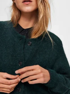 , Naisten Neuletakki, Lulu LS Knit Short Cardigan Armeijanvihreä><noscript><img width=