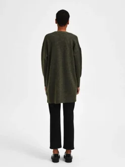 Naisten Neuletakki Lulu New Knit Long Cardigan Armeijanvihreä>Selected Femme Outlet