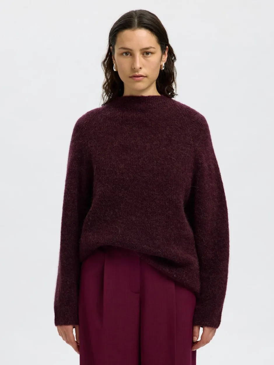 naisten neulepusero, SLFSIA RAS LS KNIT T-NECK>Selected Femme Outlet