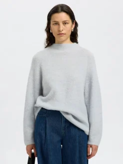 naisten neulepusero, SLFSIA RAS LS KNIT T-NECK>Selected Femme Best