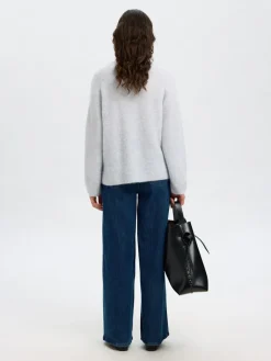 naisten neulepusero, SLFSIA RAS LS KNIT T-NECK>Selected Femme Best