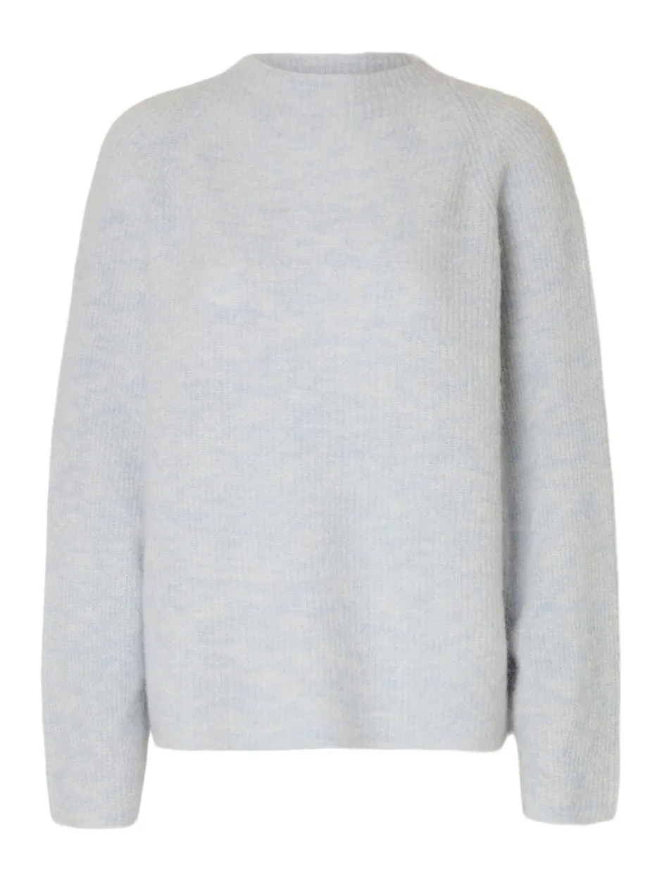 naisten neulepusero, SLFSIA RAS LS KNIT T-NECK>Selected Femme Best