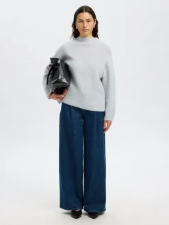 naisten neulepusero, SLFSIA RAS LS KNIT T-NECK><noscript><img width=