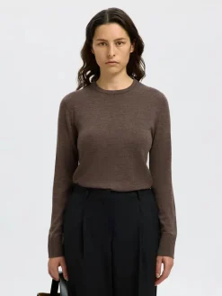 Naisten Neulepaita, Slfthea LS Knit Merino O-Neck Noos>Selected Femme