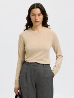 Naisten Neulepaita, Slfthea LS Knit Merino O-Neck Noos>Selected Femme Discount