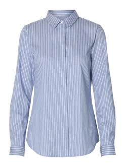 naisten paitapusero SLFROMIE LS STRIPED FITTED SHIRT NOOS,>Selected Femme