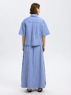 naisten paita, SLFFIA 2/4 CROPPED STRIPED SHIRT>Selected Femme Online
