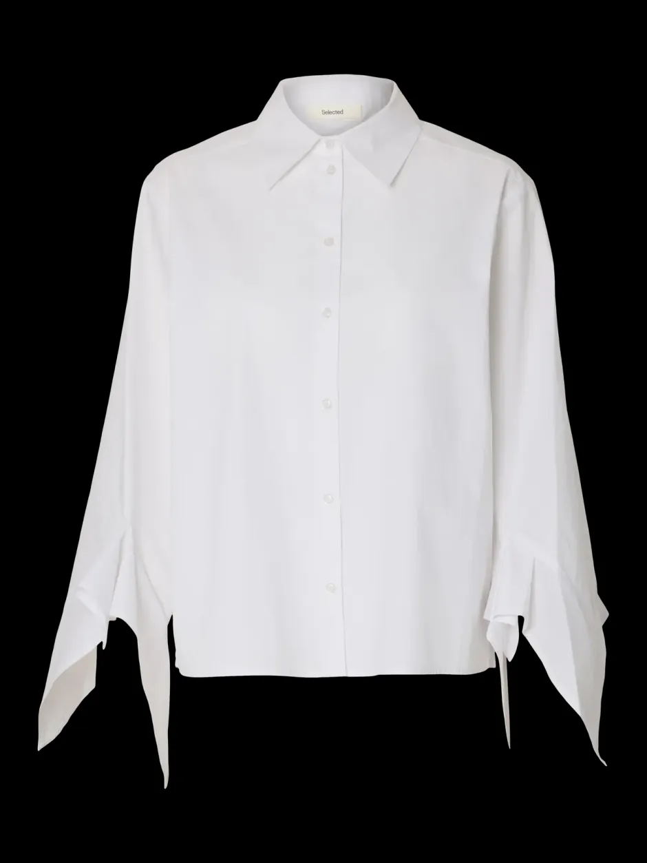 naisten paitapusero SLFDELIA Relaxed Flounce Shirt B, valkoinen>Selected Femme Best