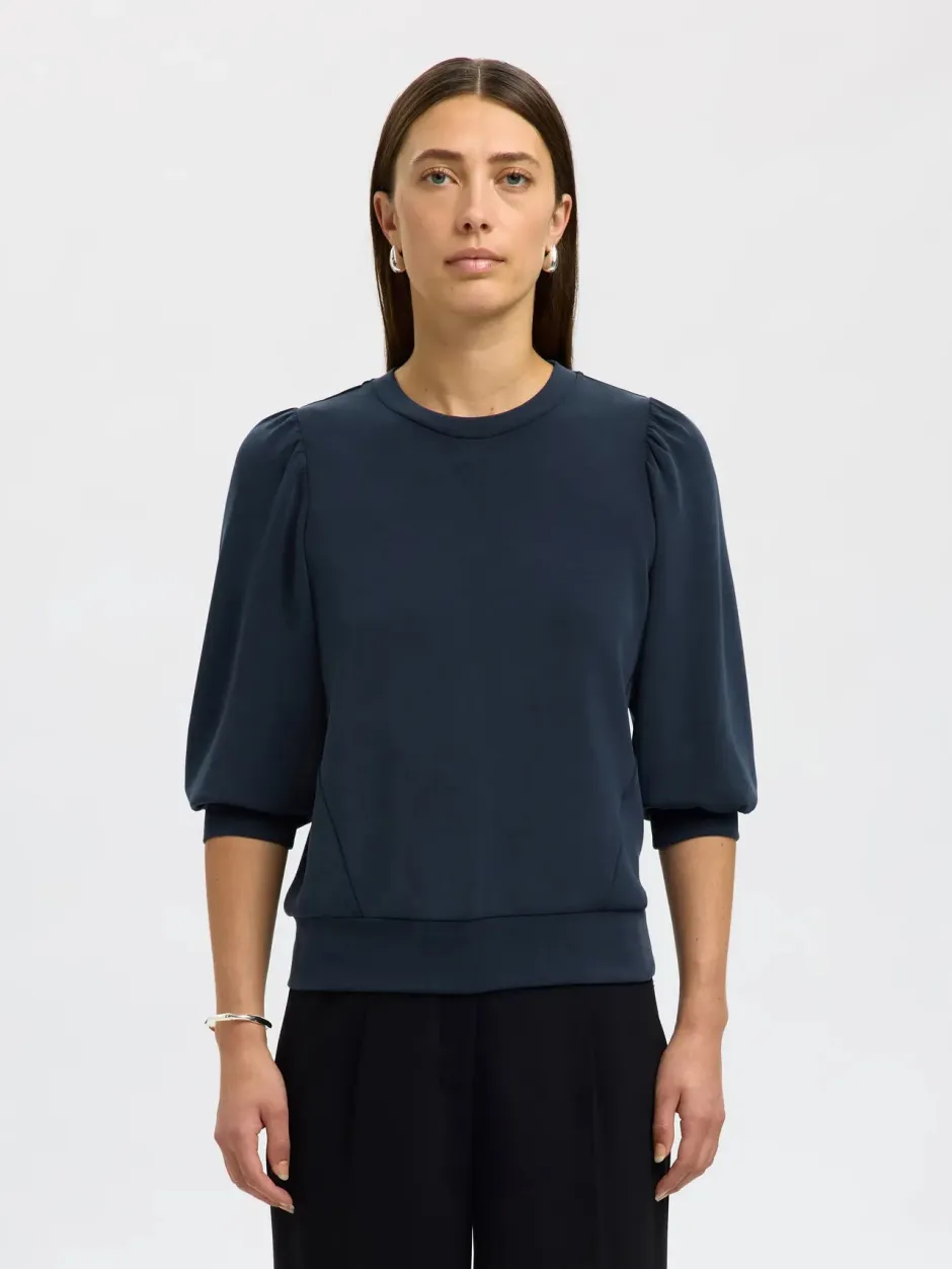 Naisten Pusero, SLFTENNY 3/4 SWEAT TOP NOOS>Selected Femme