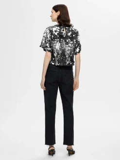 Naisten Pusero, SLFTANA 3/4 SEQUINS TOP><noscript><img width=
