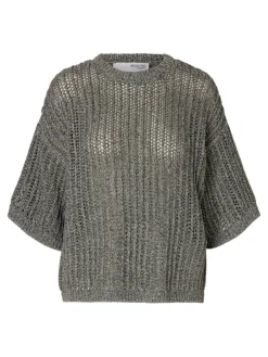 naisten pusero, SLFELLEN 2/4 KNIT O-NECK Vaaleanharmaa><noscript><img width=