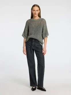 naisten pusero, SLFELLEN 2/4 KNIT O-NECK Vaaleanharmaa><noscript><img width=