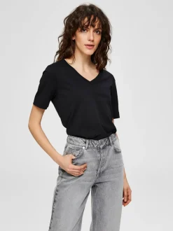 Naisten T-paita, SLFSTANDARD SS V-NECK TEE>Selected Femme Online