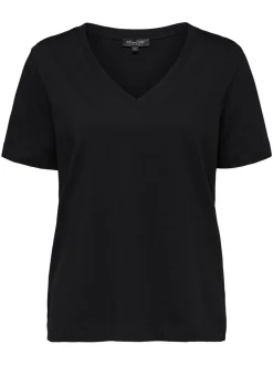Naisten T-paita, SLFSTANDARD SS V-NECK TEE><noscript><img width=