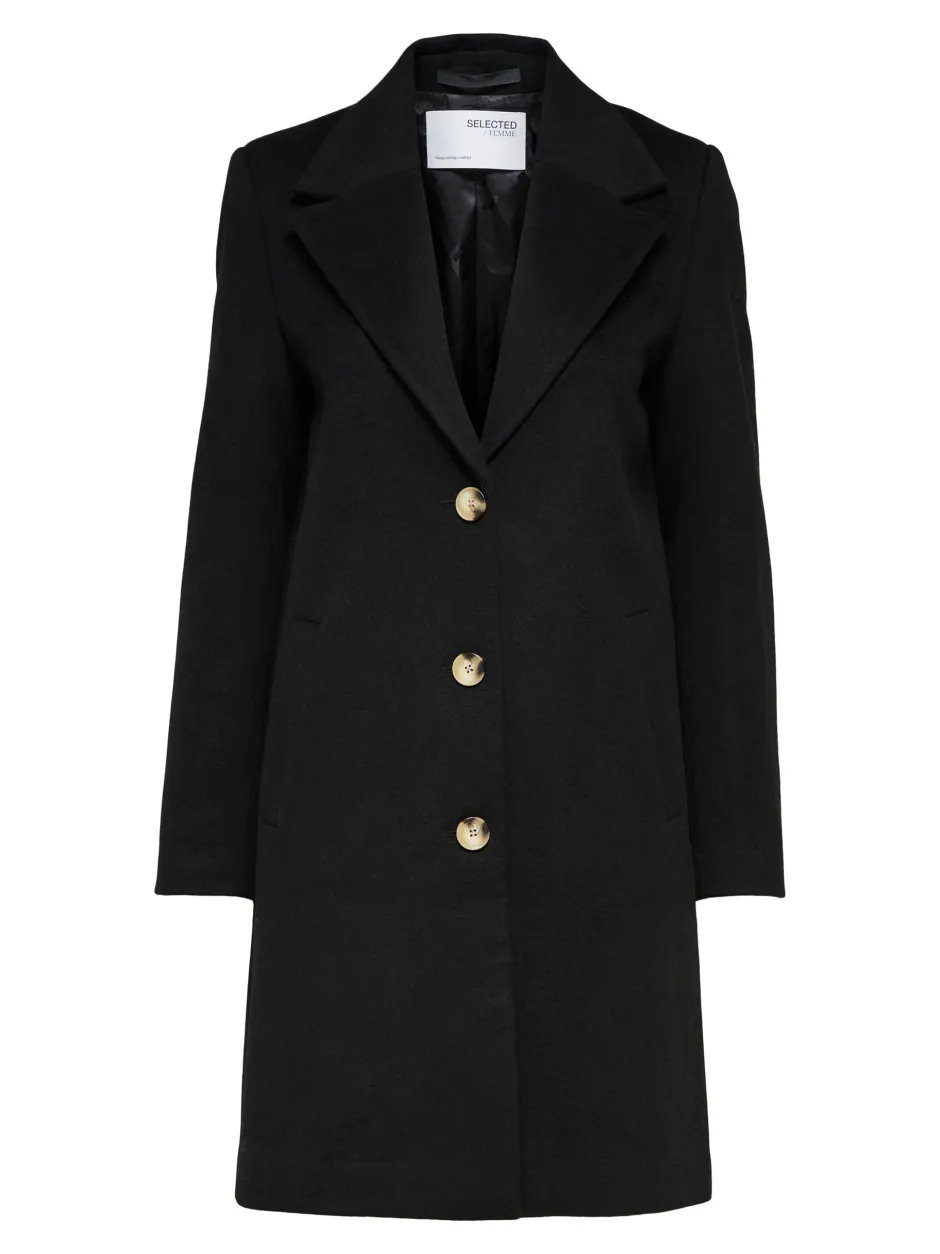Naisten Villakangastakki, SLFNEW SASJA WOOL COAT NOOS>Selected Femme Hot