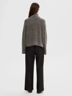 neuletakki, SLFSIA RAS LS KNIT ZIPPER CARDIGAN Grafiitti>Selected Femme Best