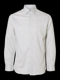 kauluspaita SLHSLIM-Performance Shirt LS AOP, Bright White Diamond>Selected Outlet