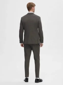 Miesten Bleiseri, SLIM AITOR JERSEY BLAZER NOS Ruskea Kuosi>Selected Hot