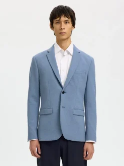 Miesten Bleiseri Slim Aitor Jersey Blazer, vaaleansininen>Selected Outlet
