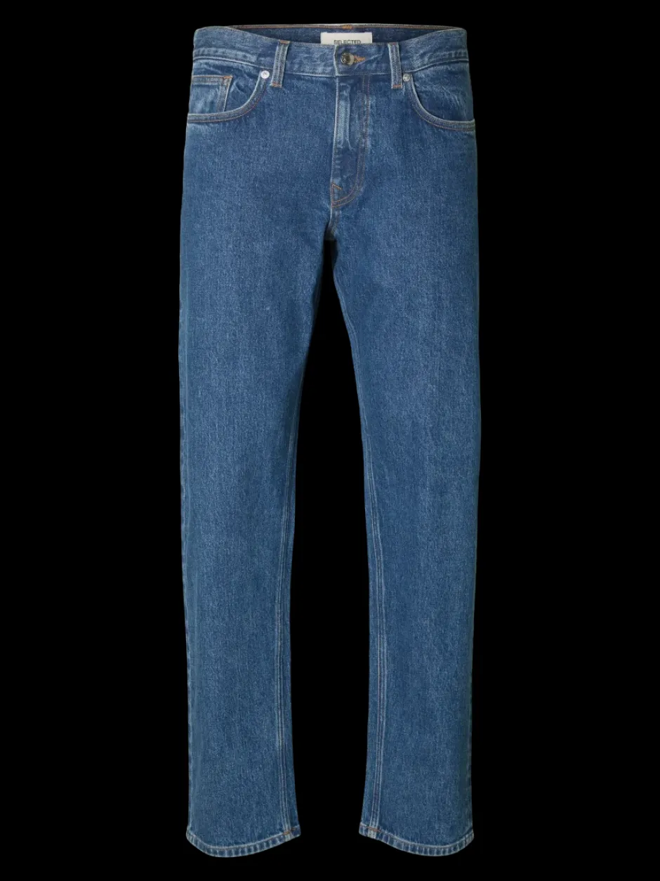 miesten farkut, SLH196-STRAIGHT BEN KORI JEANS Sininen, Indigo>Selected