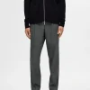 miesten housut, REG TAPRED LEROY PLEAT Dark Grey Checks>Selected Best
