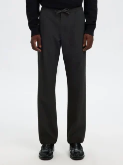 miesten housut SLH196-Straight Robert String Pant, musta>Selected Discount