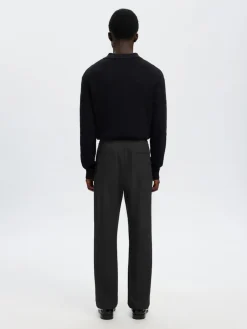 miesten housut SLH196-Straight Robert String Pant, musta>Selected Discount