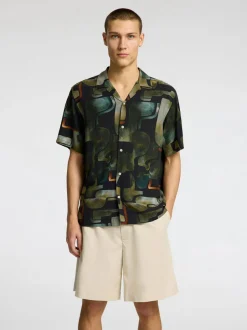 miesten kauluspaita, RELAX VERO SHIRT AOP Kuosi, Vihreä>Selected Outlet