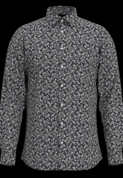 Miesten Kauluspaita, SLIM PERFORMANCE AOP SHIRT Sky Captain Blue Floral>Selected