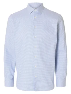 Miesten Kauluspaita, SLIM PERFORMANCE SHIRT NOS Sininen Kuosi>Selected Online