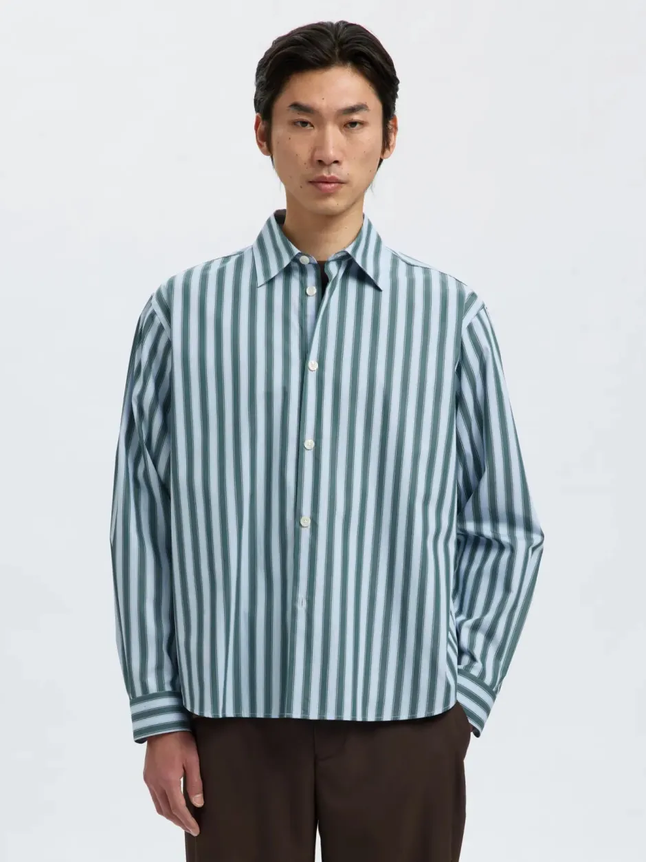 miesten kauluspaita, SLHRLXHENRIC STRIPE LS SHIRT>Selected New