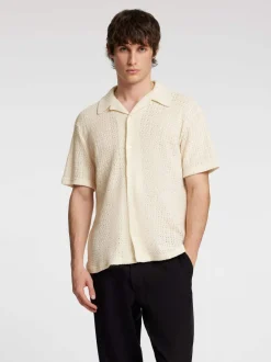 miesten kauluspaita, RELAX BANE SS JERSEY SHIRT Luonnonvalkoinen>Selected Outlet