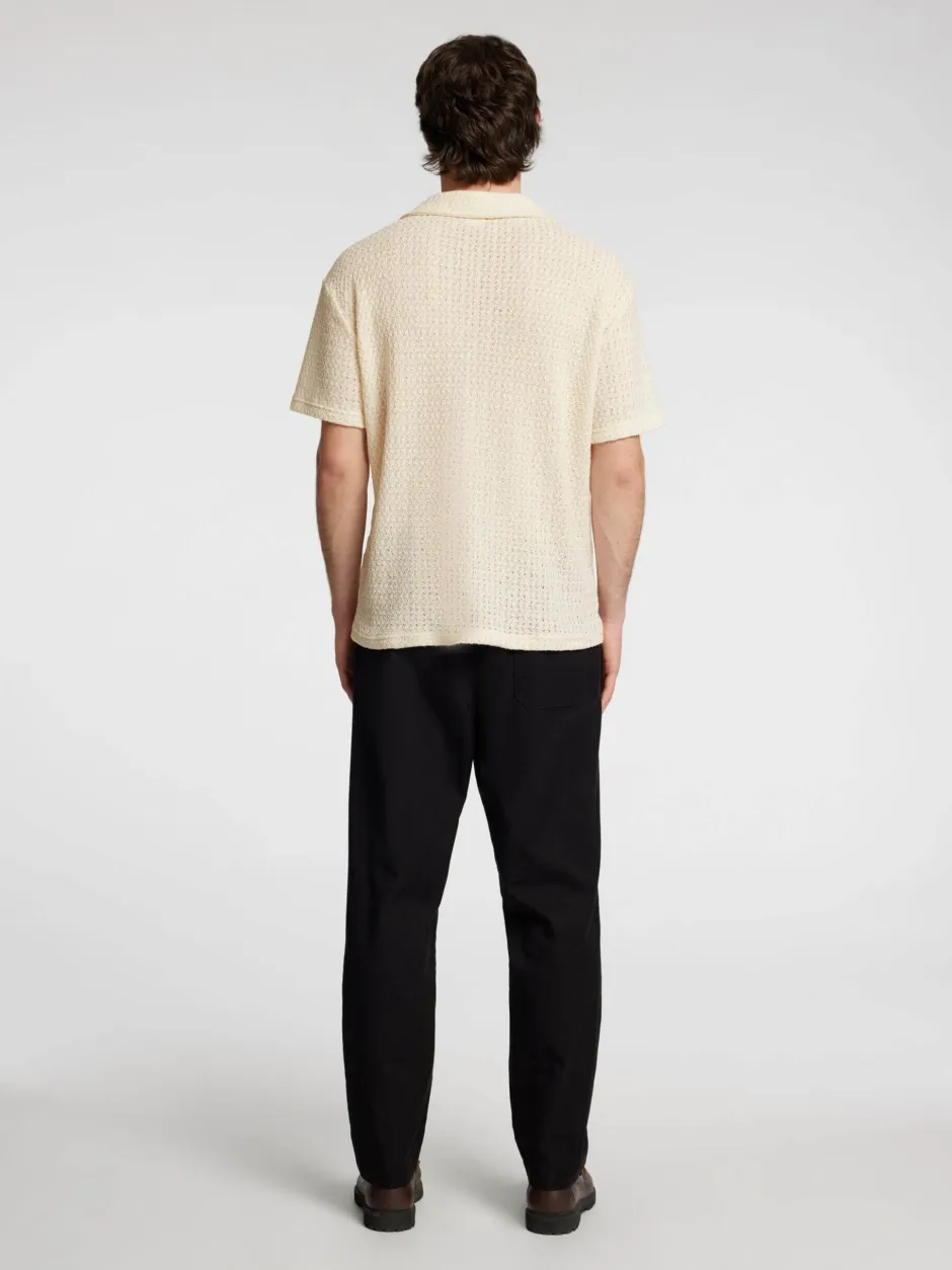 miesten kauluspaita, RELAX BANE SS JERSEY SHIRT Luonnonvalkoinen>Selected Outlet