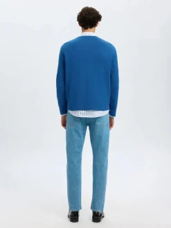 miesten neulepusero, MIKE LS KNIT RELAXED MOCK NECK>Selected Sale