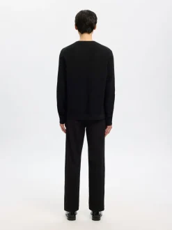 Miesten Neulepusero, ROSS LS KNIT STRUCTURE NOS ORGANIC COTTO, musta><noscript><img width=