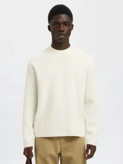 miesten neulepusero, MIKE LS KNIT RELAXED MOCK NECK>Selected Hot