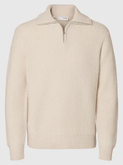 Miesten Neulepusero LAND LS KNIT HALFZIP Luonnonvalkoinen><noscript><img width=