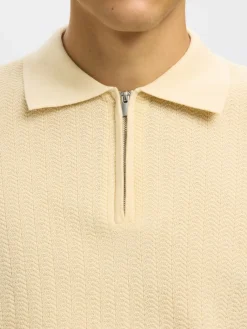 miesten neulepusero SLHCRAN LS Knit Structure Half Zip Polo,><noscript><img width=