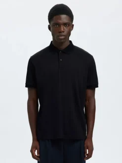 miesten pikeepaita SLHFAVE Button SS Polo, musta>Selected Sale