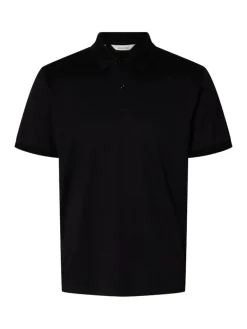 miesten pikeepaita SLHFAVE Button SS Polo, musta>Selected Sale