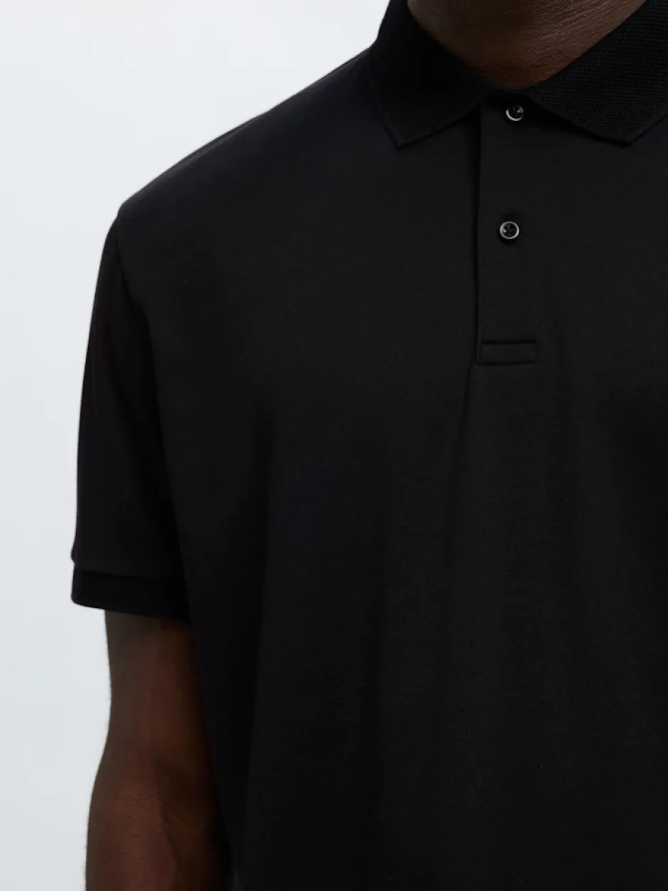 miesten pikeepaita SLHFAVE Button SS Polo, musta>Selected Sale