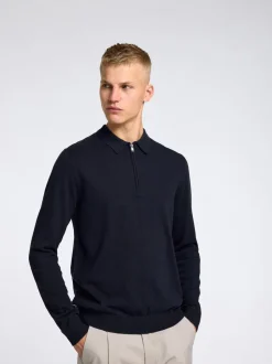 miesten pitkähihainen pikeepaita, SLHBERG LS HALF ZIP POLO><noscript><img width=