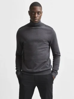 miesten pooloneule Berg Roll Neck Noos, Antracit Melange>Selected Discount