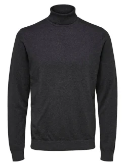 miesten pooloneule Berg Roll Neck Noos, Antracit Melange>Selected Discount