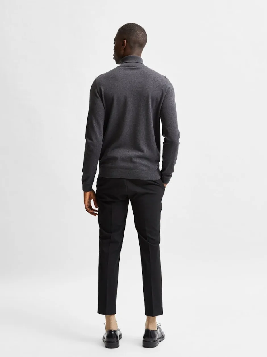 miesten pooloneule Berg Roll Neck Noos, Antracit Melange>Selected Discount